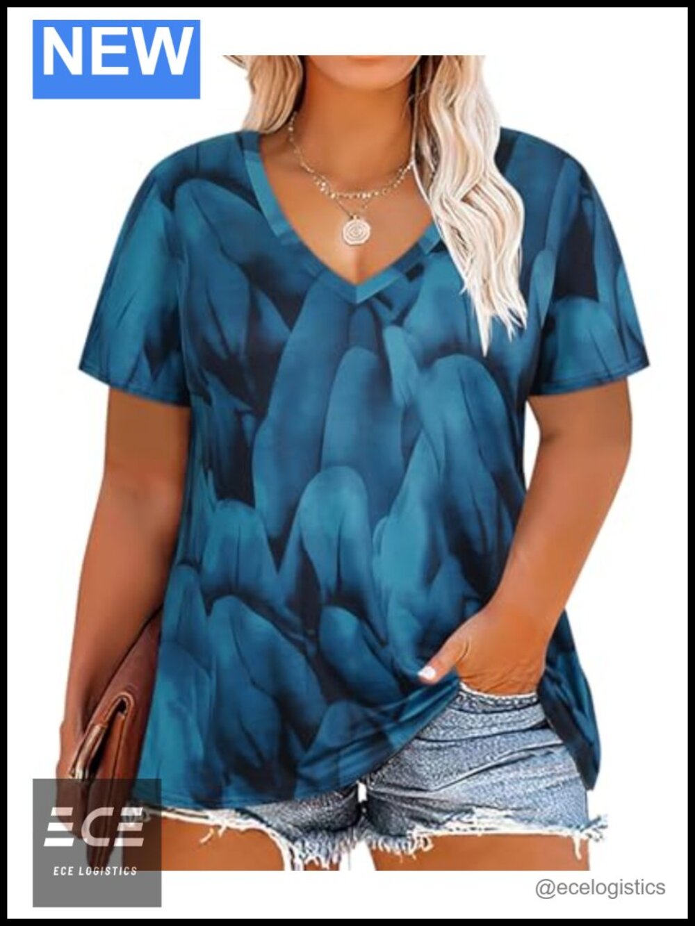 Plus Size Tunic Top Short Sleeve V Neck Floral Casual Summer Shirt